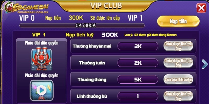 Cách đổi thưởng và sử dụng điểm VIP 68 game bài