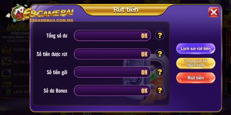 Điều kiện rút cược tại 68 game bài