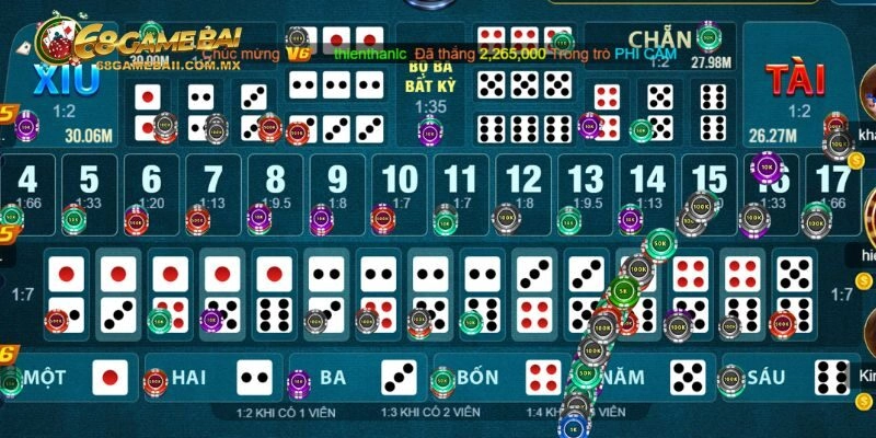 Một số cửa cược trong game tài xỉu tại sân chơi