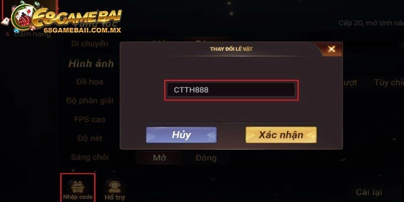 Tiến hành nhận mã thưởng miễn phí